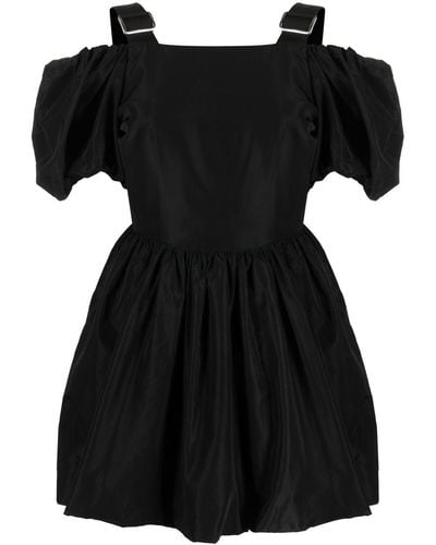 Simone Rocha Vestido corto acampanado con manga farol - Negro