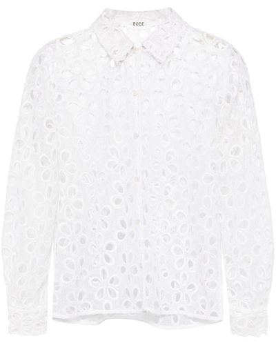 Bode Primrose Lace Cotton Shirt - White