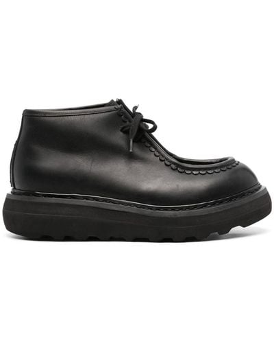 Premiata Logo-patch Leather Ankle Boots - Black