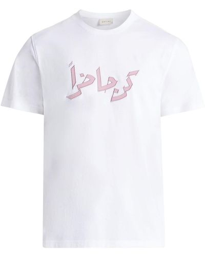 Qasimi T-shirt Houari à imprimé texte - Blanc