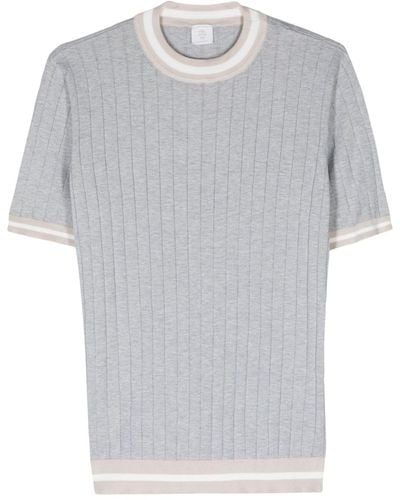 Eleventy Ribbed-knit Cotton Sweater - Gray
