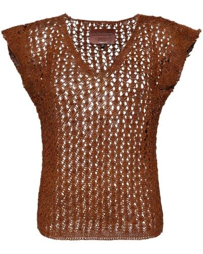 Dragon Diffusion Knitted Leather Top - Brown