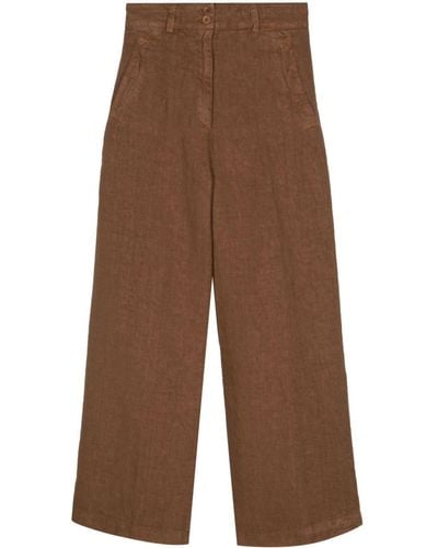 Aspesi Wide-leg Linen Pants - Brown