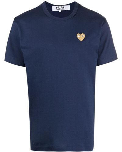 COMME DES GARÇONS PLAY Cotton T-shirt With Logo - Blue