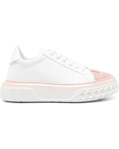 Casadei Logo-engraved Leather Trainers - White