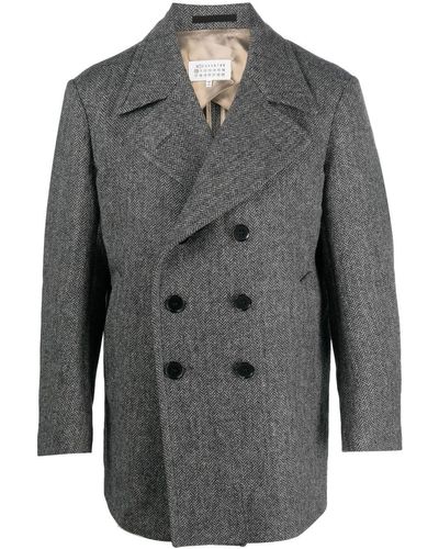 Maison Margiela Shetland Double-breasted Wool Coat - Grey