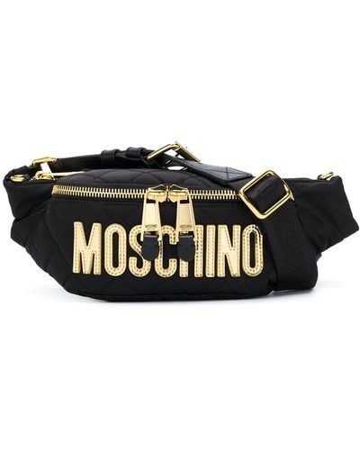 Moschino Nylon Logo Patch Belt Bag - Black