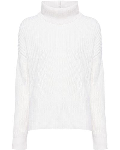 Alice + Olivia Verblendet Gerippter Pullover mit abnehmbarem Kragen - Weiß