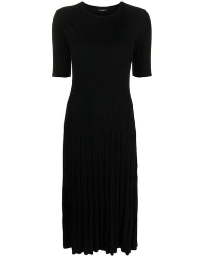 JOSEPH Short-sleeved Ribbed-knit Midi Dress - Black