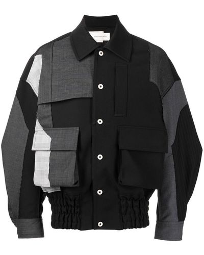 Feng Chen Wang Patchwork Woolen Jacket - Black
