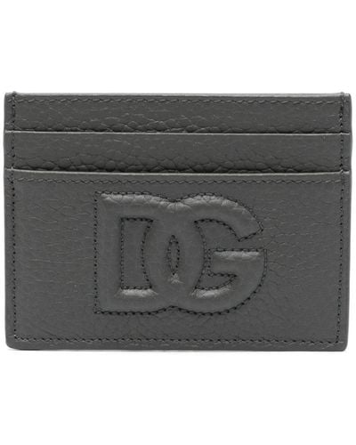 Dolce & Gabbana Embossed-logo Leather Cardholder - Grey