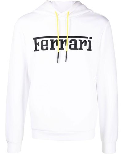 Ferrari Logo-print Fleece Hoodie - White