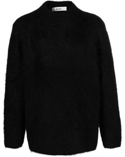 Séfr Haru Crew-neck Brushed Sweater - Black