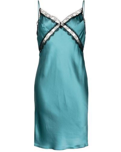 Kiki de Montparnasse Camisole-Kleid mit Spitzeneinsätzen - Blau