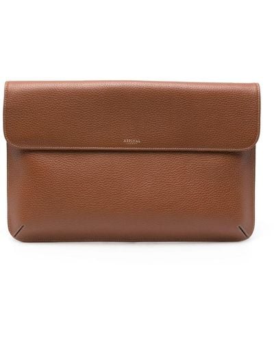 Aspinal of London Pebbled Leather Laptop Bag - Brown