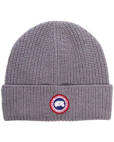 Canada Goose Arctic Disc Ribbed Wool Beanie Hat - Gray