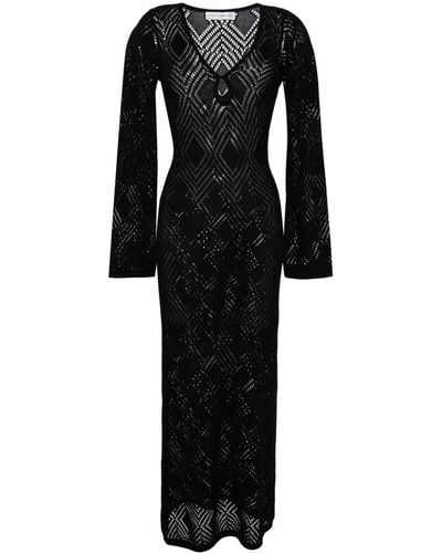Faithfull The Brand Serena Geometric-pattern Knitted Dress - Black