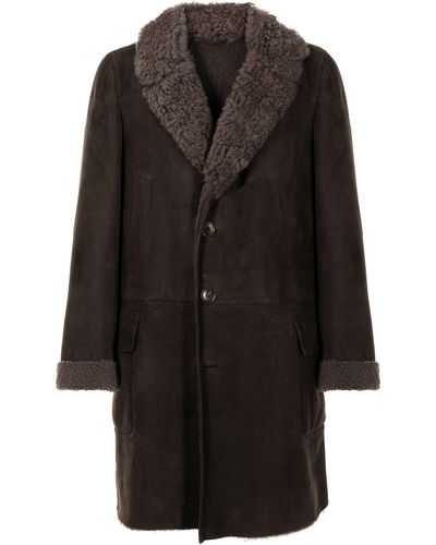 Gucci Mantel mit Shearling-Besatz - Braun