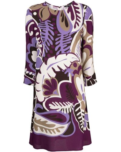 Luisa Cerano Floral-print Midi Dress - Purple
