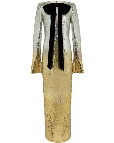 Nina Ricci Bow-embellished Sequinned Gradient Gown - Metallic