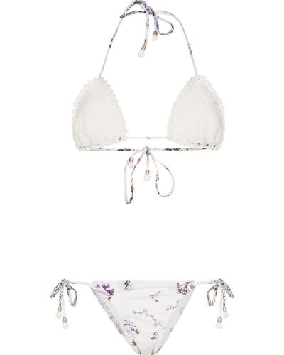Zimmermann Set bikini a fiori - Bianco