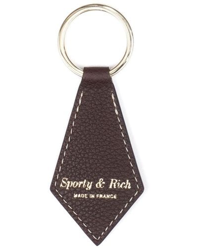 Sporty & Rich Logo-stamp Leather Keyring - White