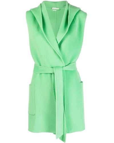 P.A.R.O.S.H. Belted Wrap Sleeveless Coat - Green