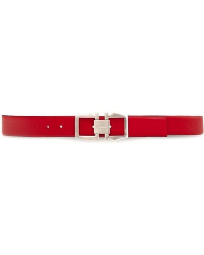 Ferragamo Gancini-buckle Reversible Leather Belt - Red