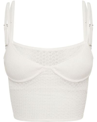 Dion Lee Serpent Lace-panelled Bralette Top - White