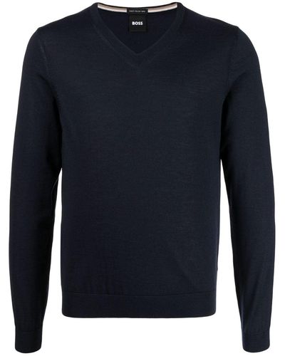 BOSS V-neck Sweater - Blue
