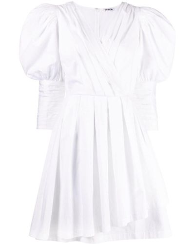 BATSHEVA Robe en coton Izra à coupe courte - Blanc