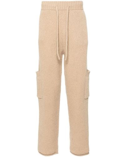 Alanui Finest Ribbed Straight-leg Trousers - Natural