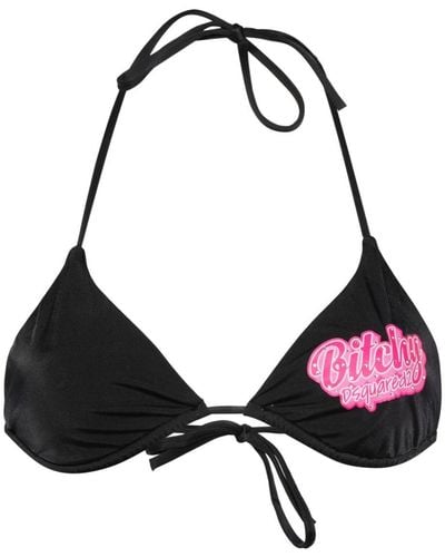 DSquared² Top de bikini con logo estampado - Negro