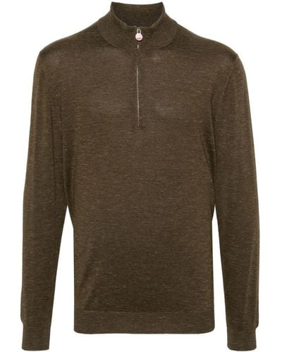 Kiton Melierter Pullover mit Stehkragen - Grün