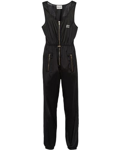 Miu Miu Technical Silk Jumpsuit - Black