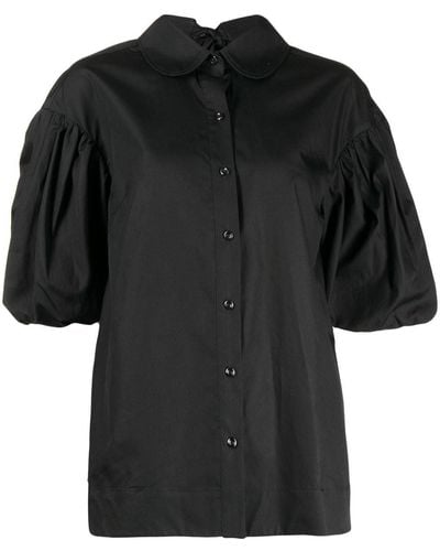 Simone Rocha Puff-sleeve Cut-out Shirt - Black