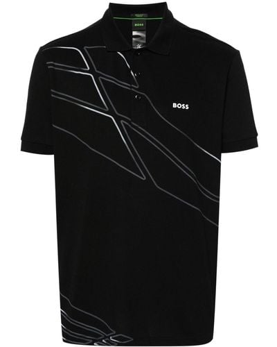 BOSS Poloshirt mit Logo-Applikation - Schwarz