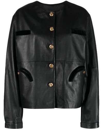 Blazé Milano Single-breasted Leather Jacket - Black