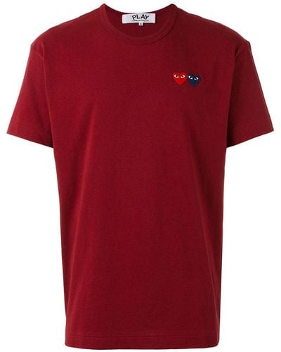 COMME DES GARÇONS PLAY Mens T-shirt Short Sleeve Knit Clothing - Red