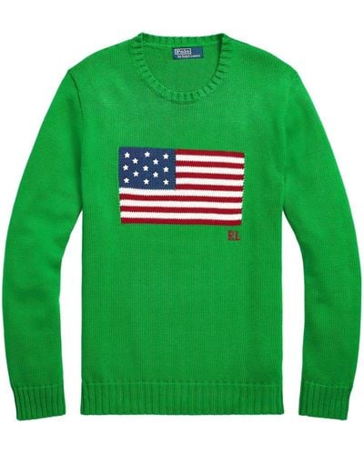 Polo Ralph Lauren Boxy Flag Cotton Sweater - Green
