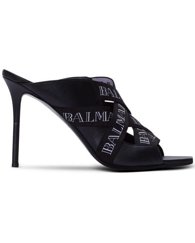 Balmain Mules Ruby con tacón de 95 mm - Negro