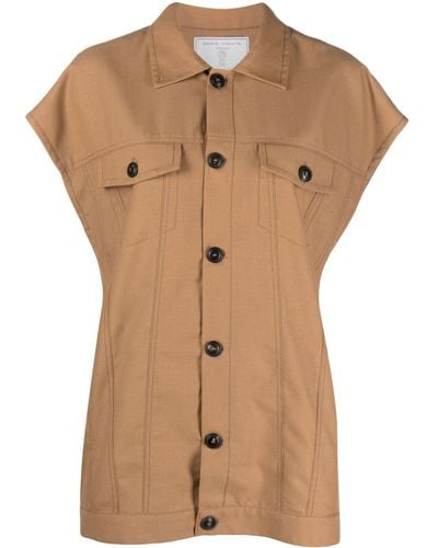 Societe Anonyme Chest-pocket Button-up Gilet - Brown