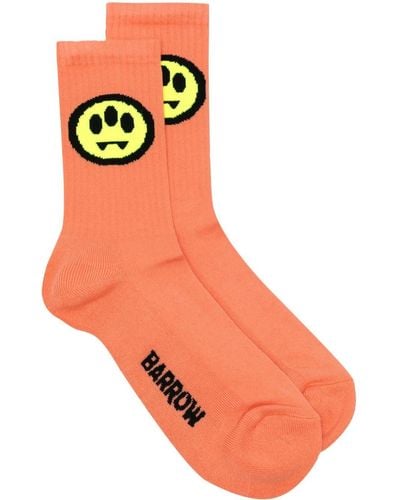 Barrow Gerippte Socken mit Intarsien-Logo - Orange