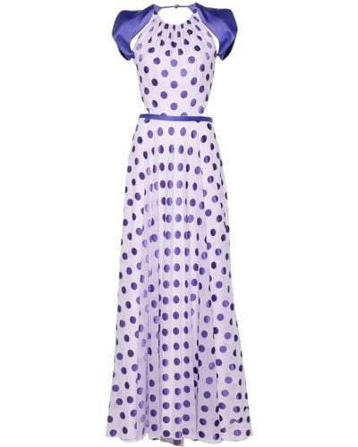 Gemy Maalouf Polka-dot Chiffon Gown - Purple