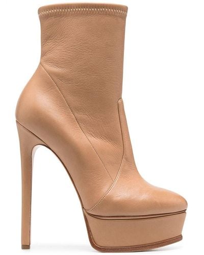 Casadei Platform Calf Boots - Natural