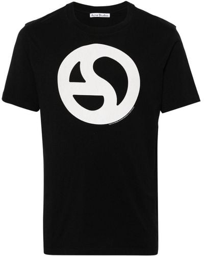Acne Studios T-shirt con logo nero in cotone