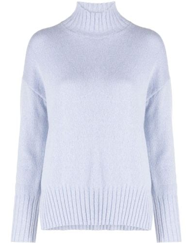 Peserico High-neck Side-slits Sweater - Blue