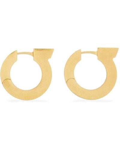 Ferragamo Gancini Logo-engraved Earrings - Metallic