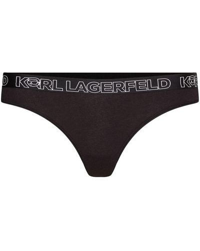 Karl Lagerfeld Ikonik 2.0 Logo-waist Thong - Black