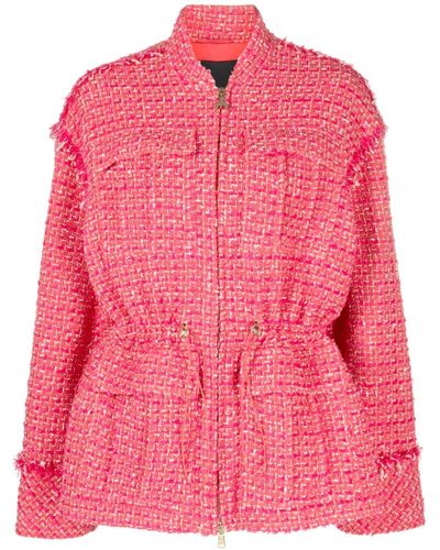 Patrizia Pepe Drawstring-waist Tweed Jacket - Pink